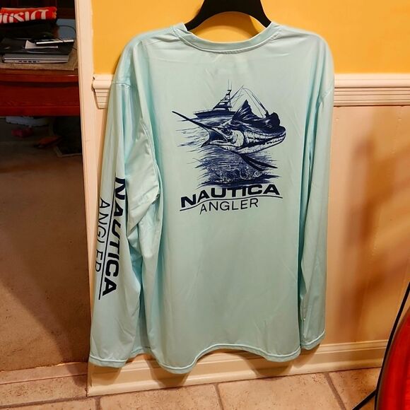 Nautica Angler Men's Seafoam Green Longsleeve Shirt Swordfish Size XL - Picture 1 of 7